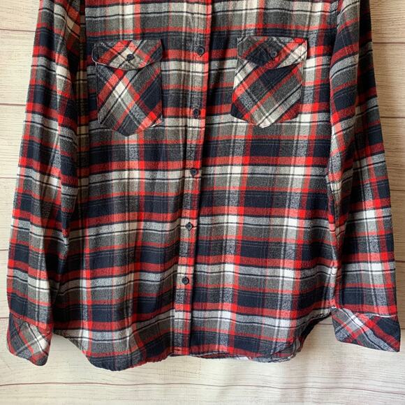 Cavalini Men's Plaid Button Up Shirt Red White Navy Size Medium - Picture 3 of 15